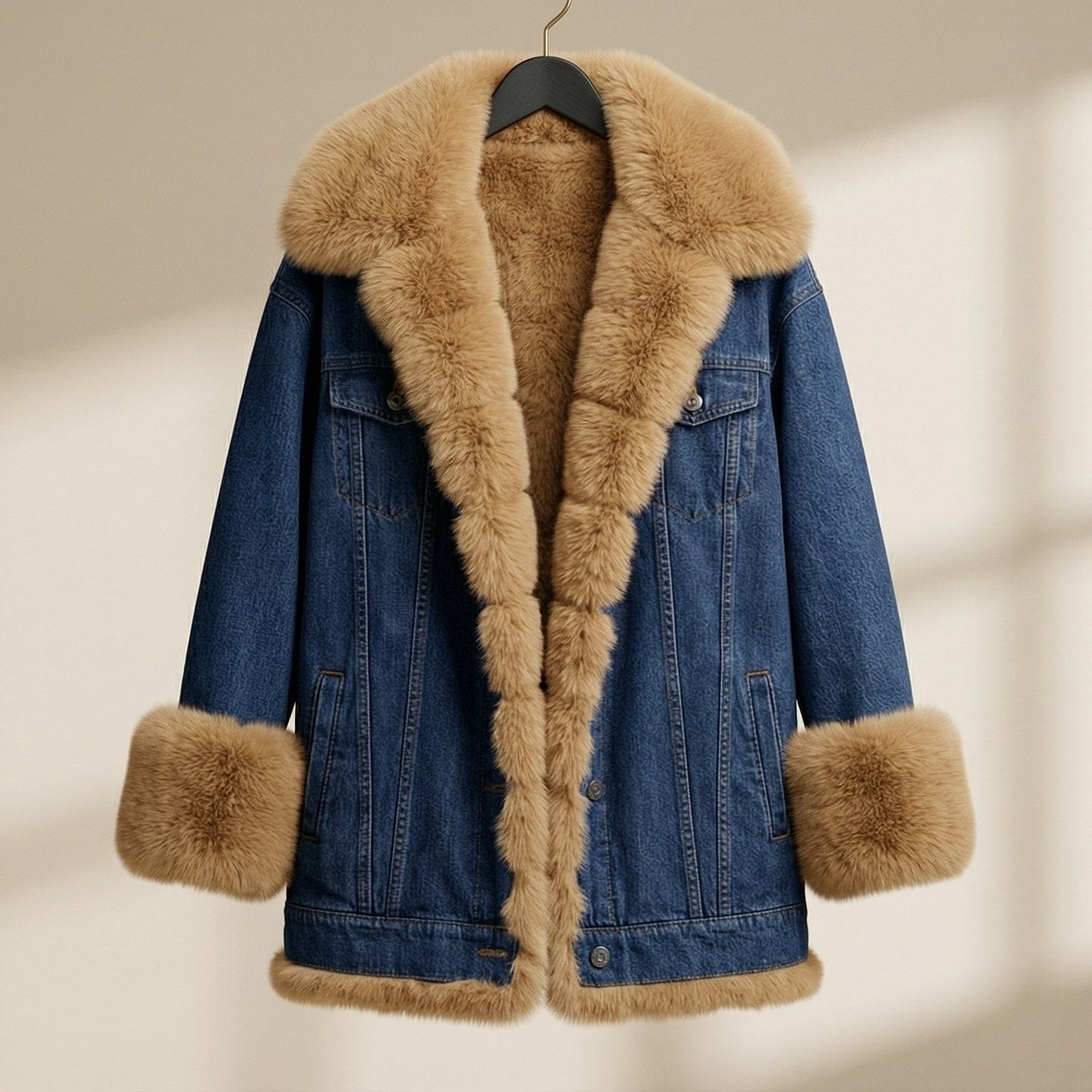 Image of Susan | Women's Fur Collar Denim Jacket