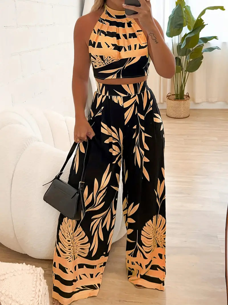 Image of Susan | Women's High-Waisted Wide Leg Two-Piece Set