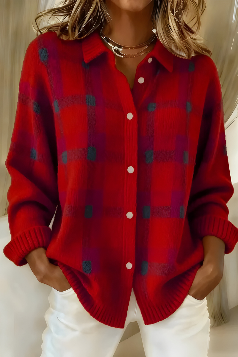 Image of Sylvia | Women's Plaid Button-Up Long Sleeve Shirt