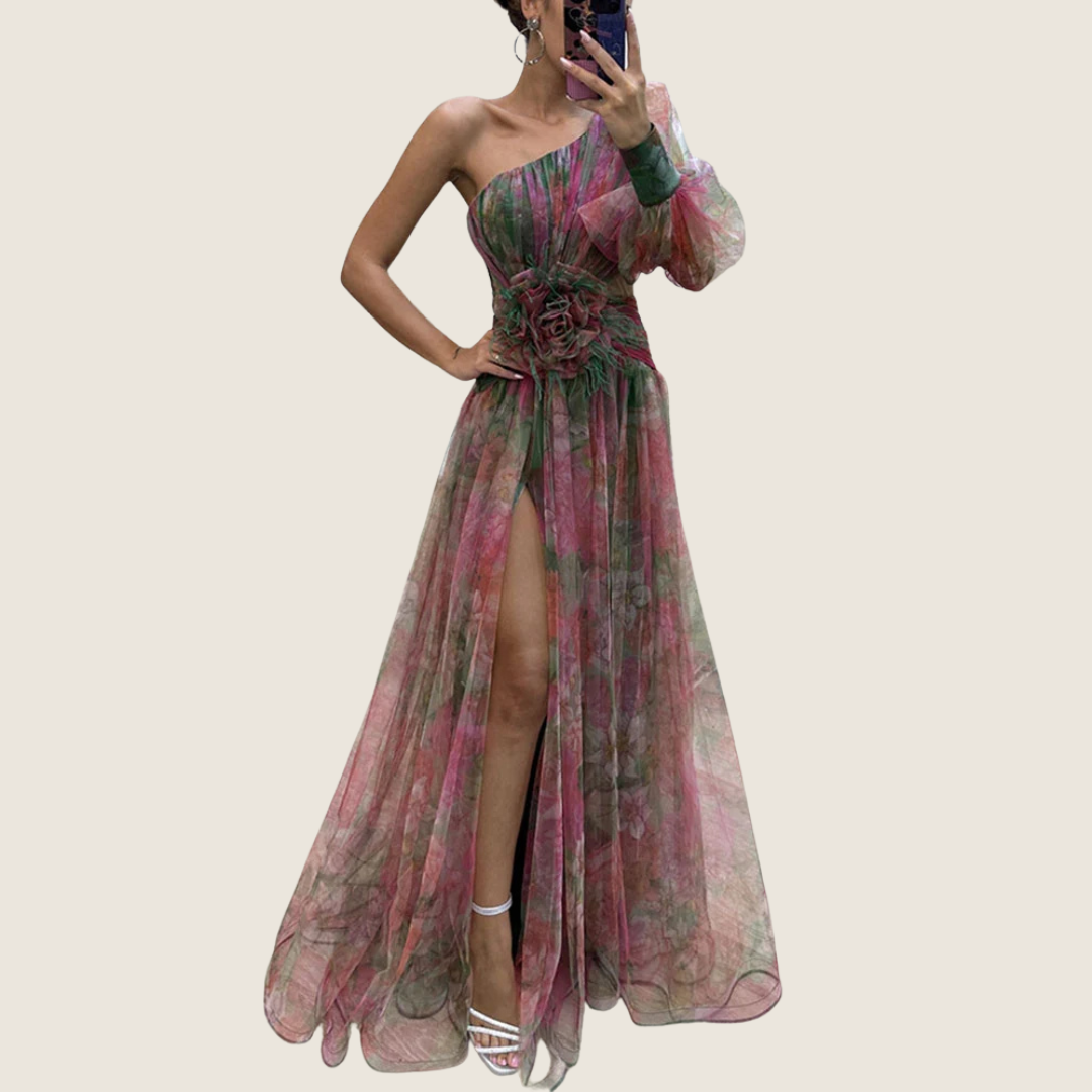 Image of Tasha | Women's One Shoulder Floral Maxi Dress