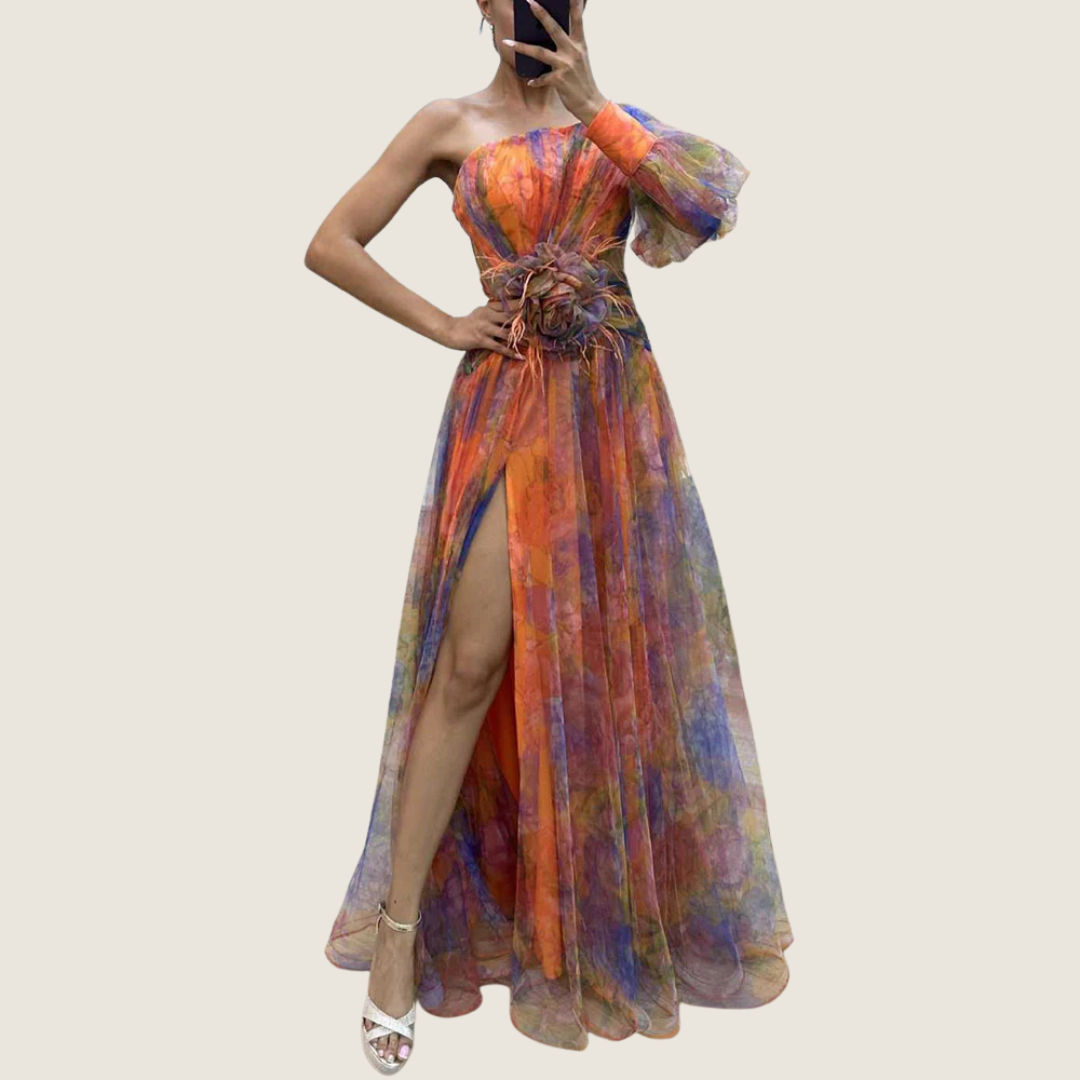 Image of Tasha | Women's One Shoulder Floral Maxi Dress