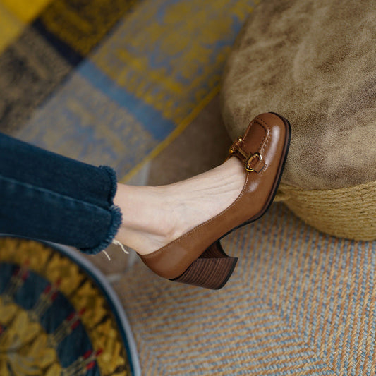 Image of Tessa | Women's Block Heel Loafer Shoes
