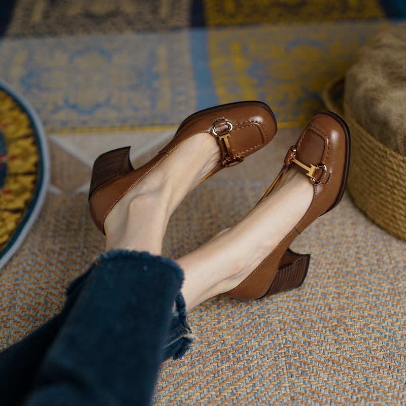 Image of Tessa | Women's Block Heel Loafer Shoes
