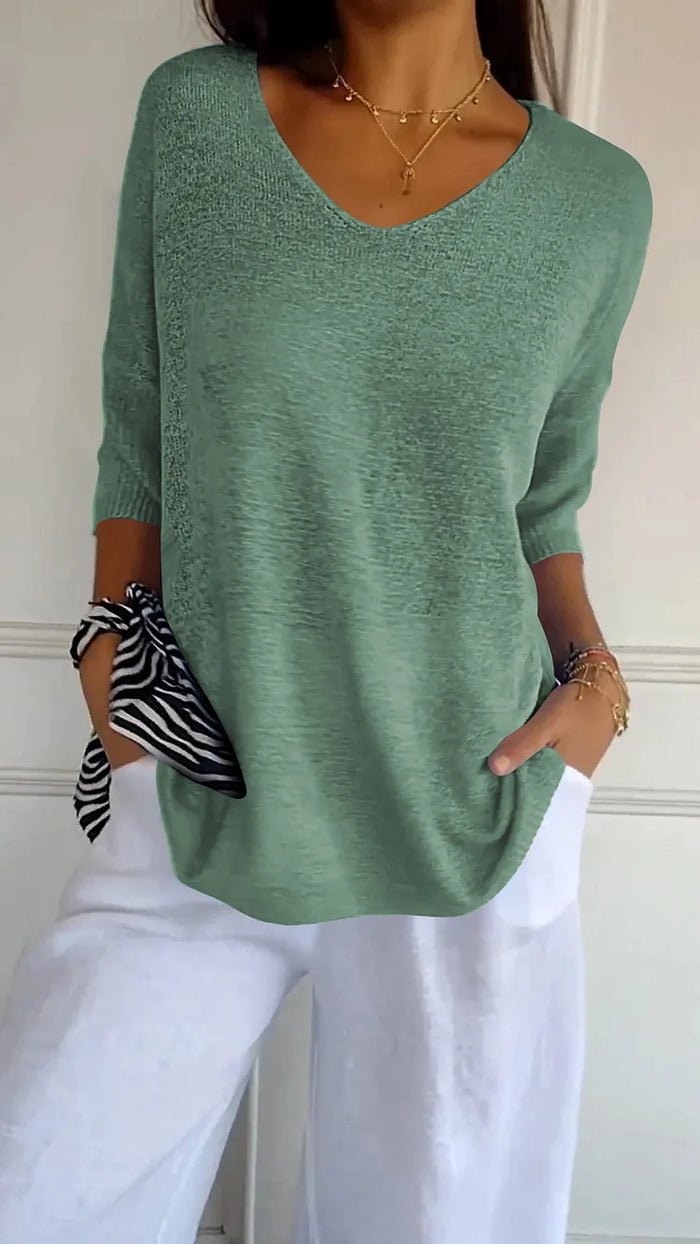 Image of Tessa | Women's V-Neck Knit Top