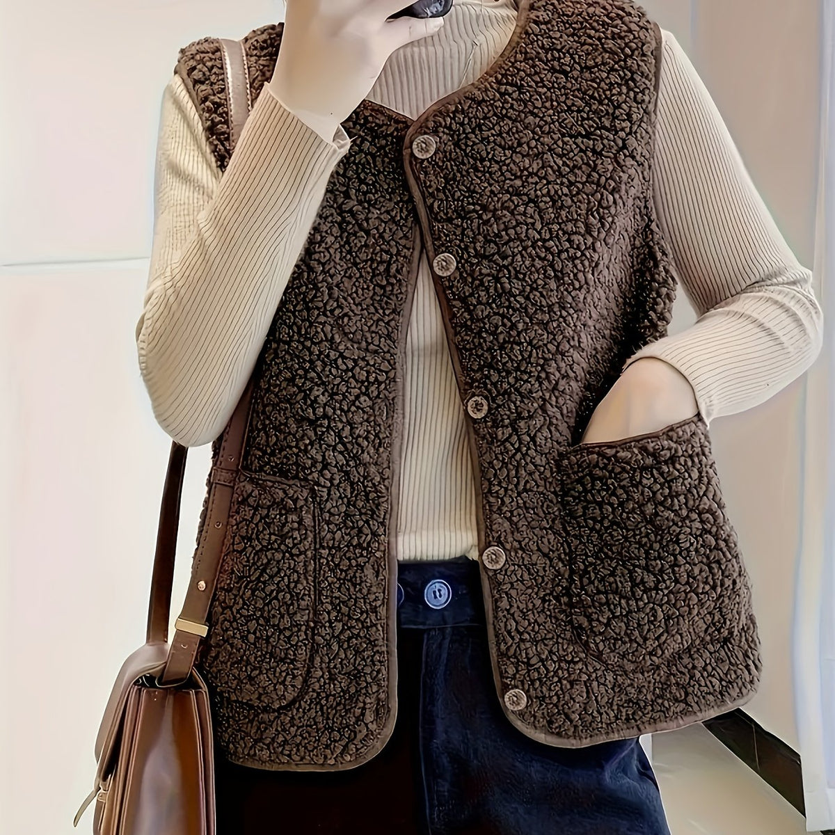 Textured Button-Front Gilet