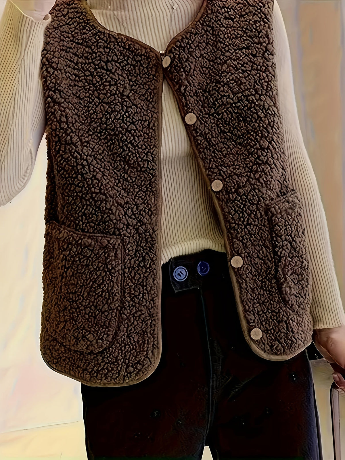 Textured Button-Front Gilet