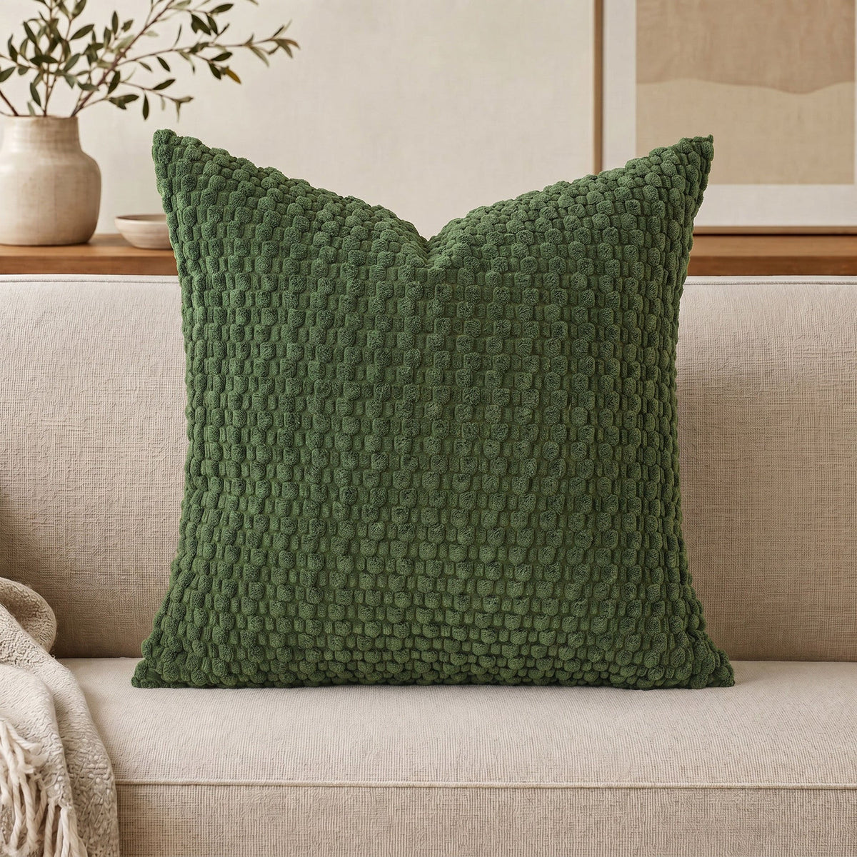 Textured Chenille Throw Pillow with Raised Bobble Weave