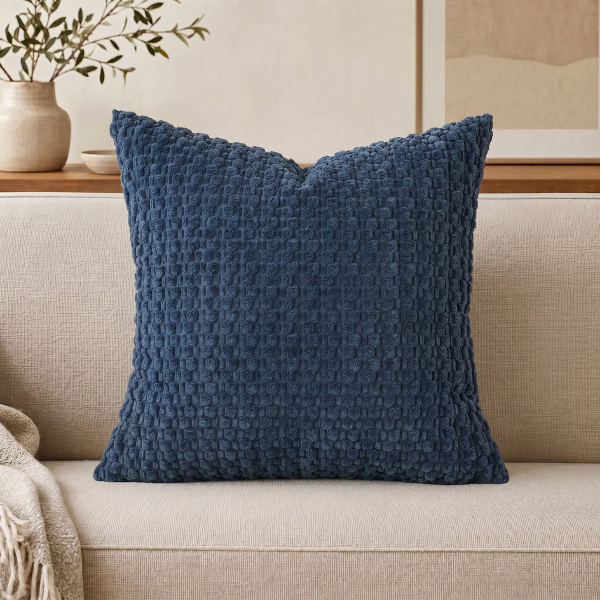 Textured Chenille Throw Pillow with Raised Bobble Weave
