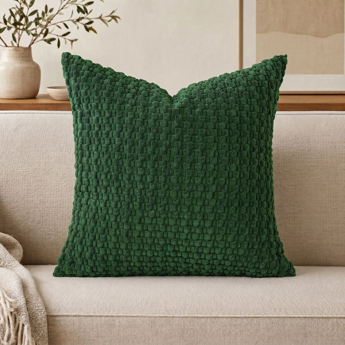 Textured Chenille Throw Pillow with Raised Bobble Weave