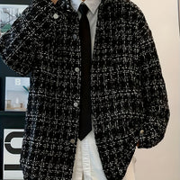Textured Plaid Shirt Jacket