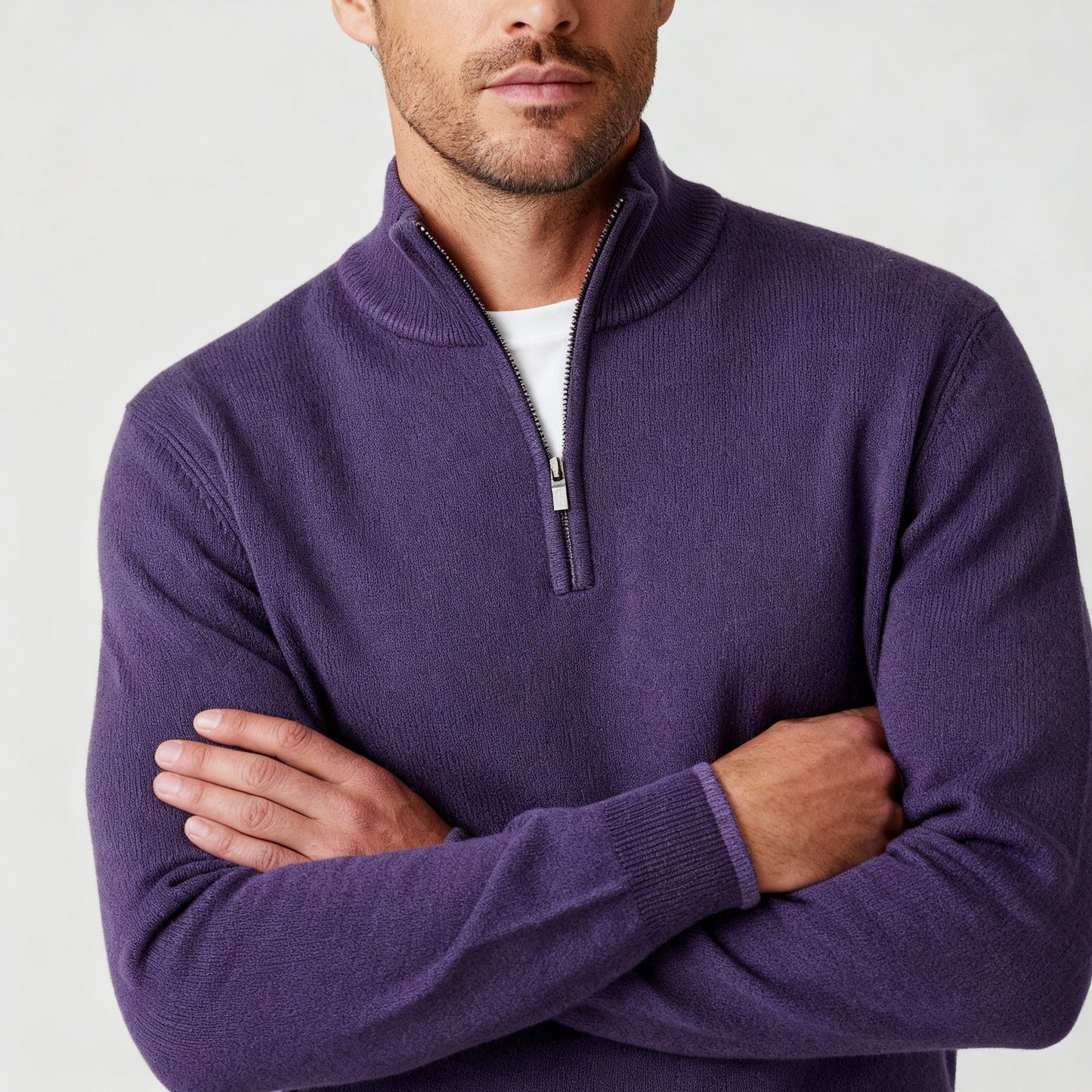 Image of Thomas | Men's Quarter Zip Mock Neck Sweater