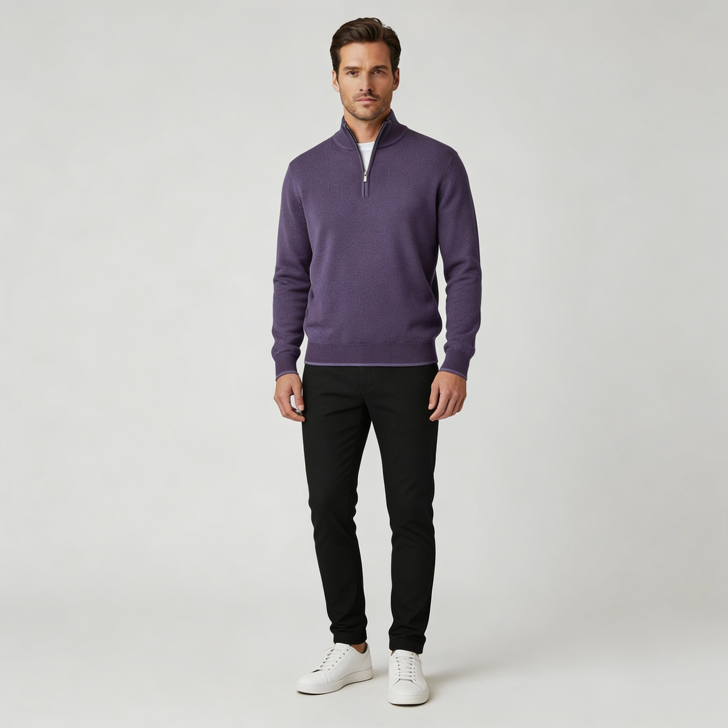 Image of Thomas | Men's Quarter Zip Mock Neck Sweater