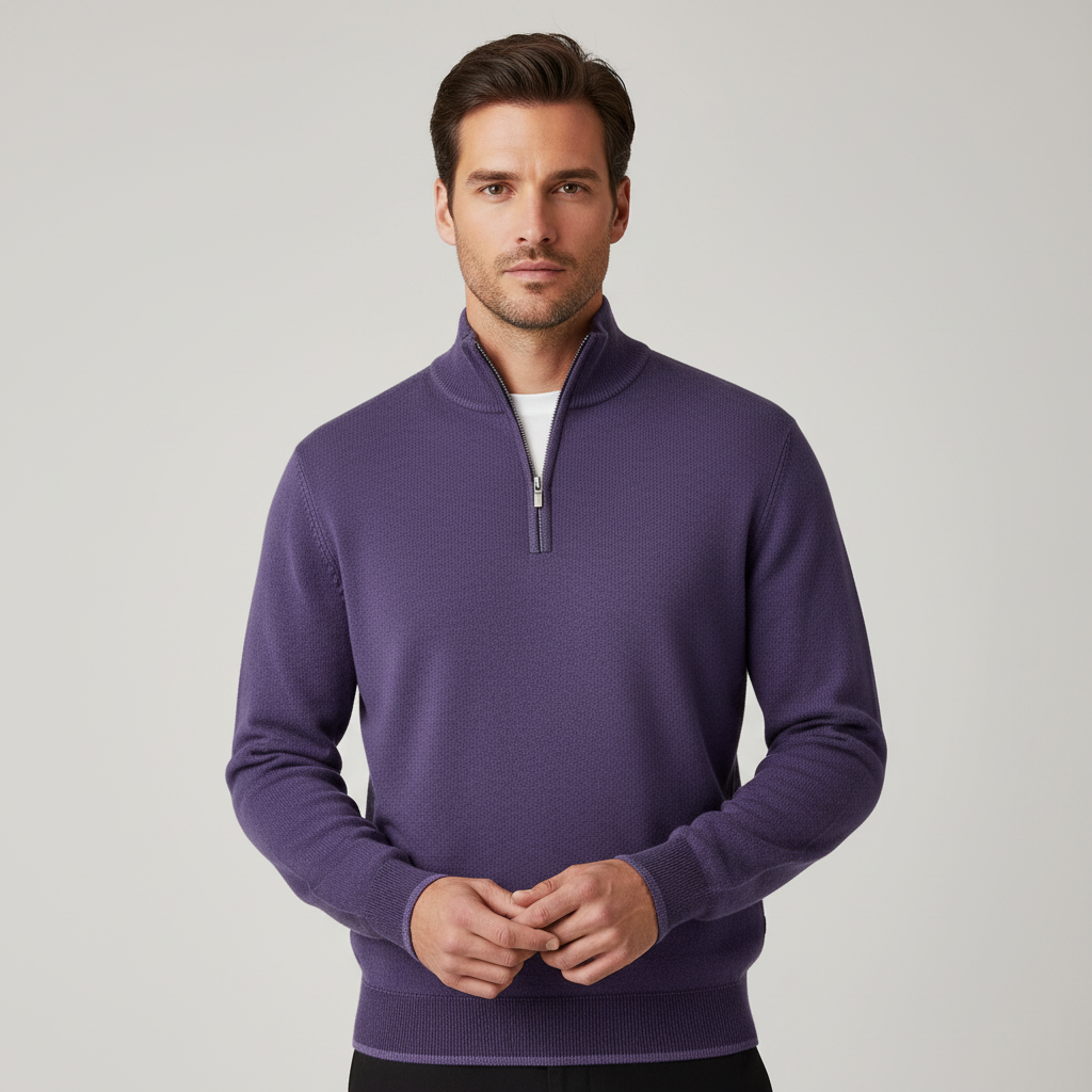 Image of Thomas | Men's Quarter Zip Mock Neck Sweater