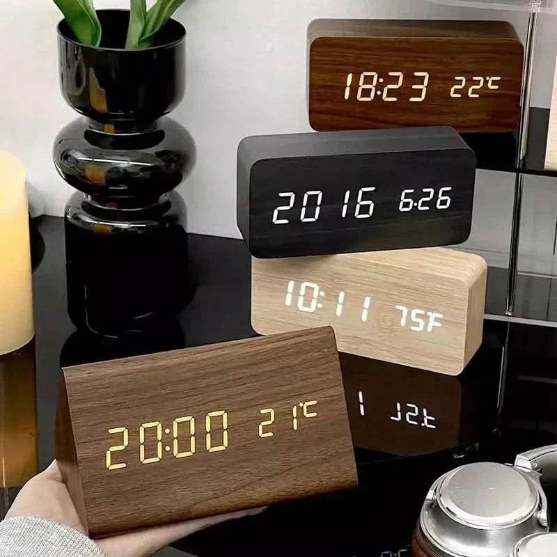 TIMBERGLOW LED Alarm Clock – Digital & Stylish in Natural Wood Design