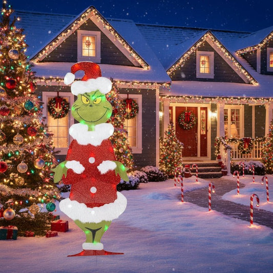 TWINKLON – Festive Grinch Garden Decoration with LED Lighting for Christmas Atmosphere Outdoors