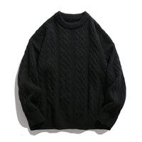 Unisex Boxy Cable-Knit Sweater with Ribbed Hem