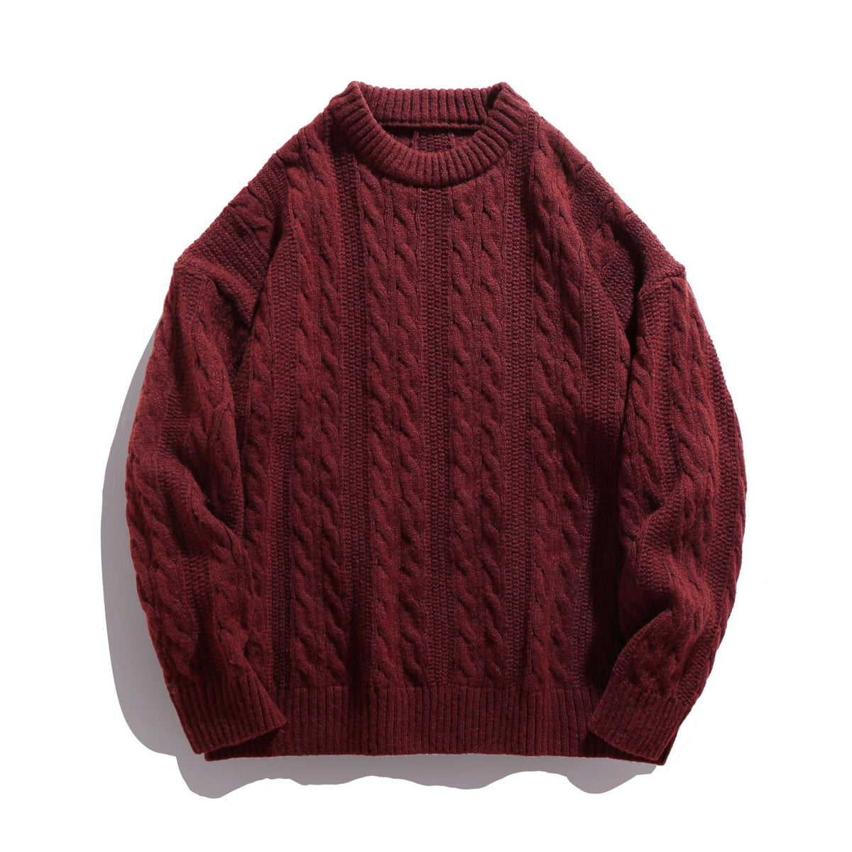 Unisex Boxy Cable-Knit Sweater with Ribbed Hem