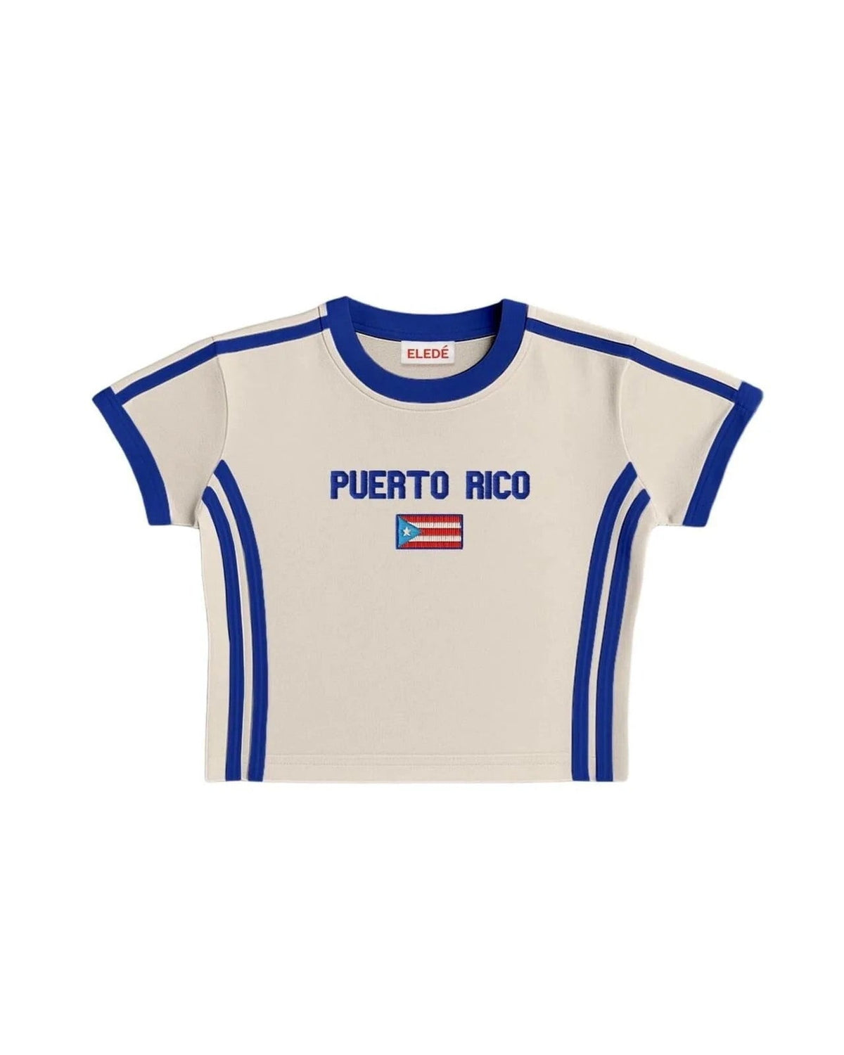 Unisex Slim Fit Retro Sporty Short Sleeve T-Shirt with Flag Motif