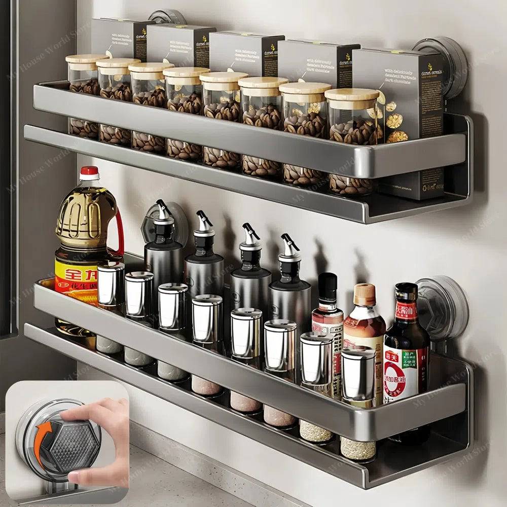 Vera Wall Mounted Suction Cup Spice Rack For Kitchen