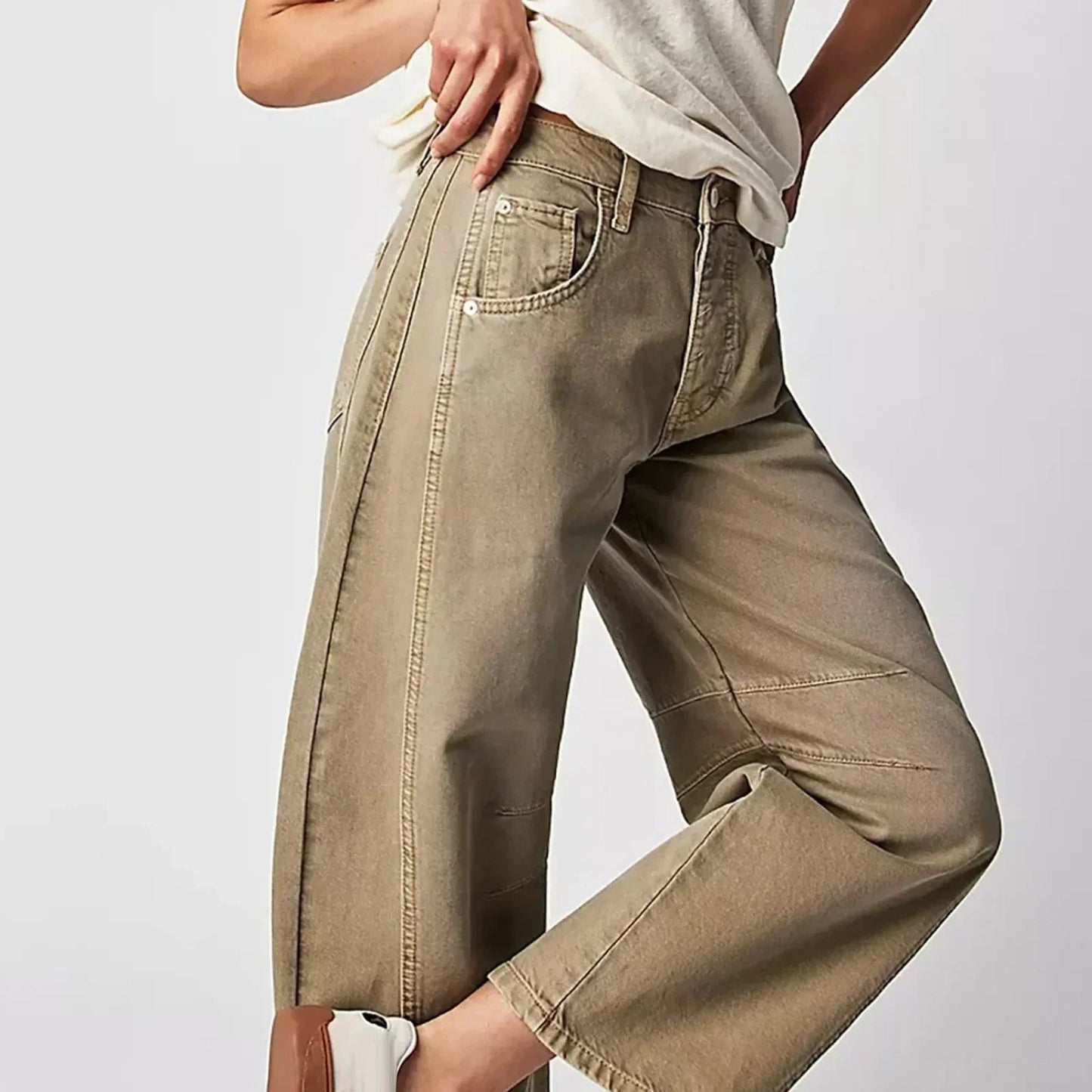 Image of Virginia | Women's High-Waisted Barrel Leg Pants