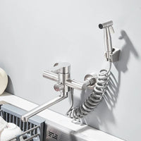 Wall Mounted Kitchen Faucet with Sprayer