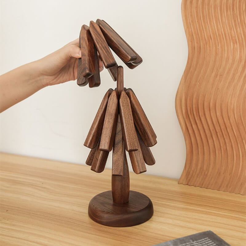 Walnut or Beech Wood Table Mat | Stackable Heat-Insulating Table Protector for Dining Tables and Kitchens