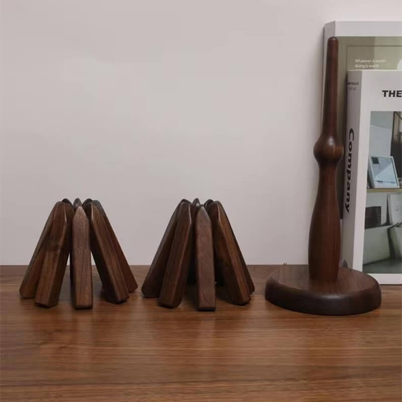 Walnut or Beech Wood Table Mat | Stackable Heat-Insulating Table Protector for Dining Tables and Kitchens