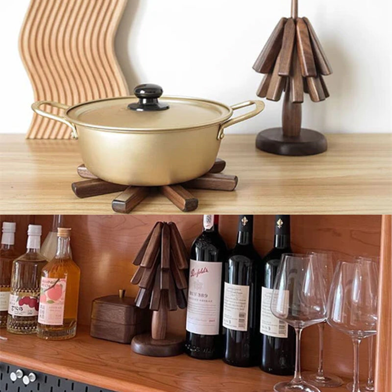 Walnut or Beech Wood Table Mat | Stackable Heat-Insulating Table Protector for Dining Tables and Kitchens