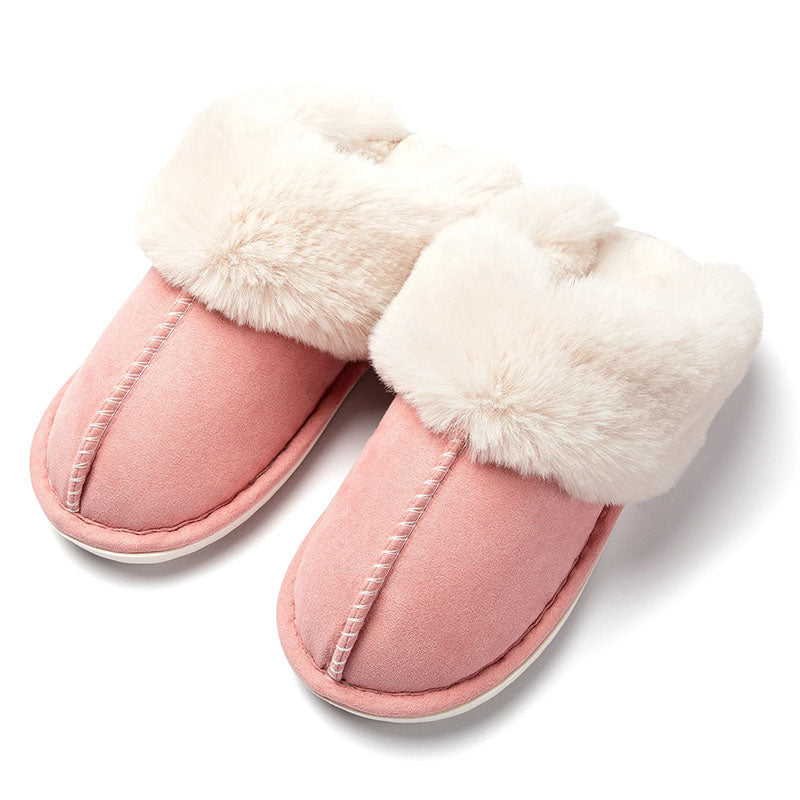 Warm-lined slippers with soft lining and non-slip sole