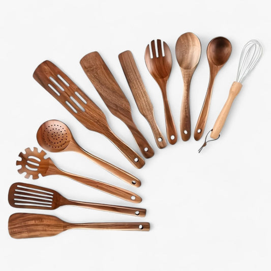 Wearclo | 11-piece heat-resistant wooden kitchen set - WoodChef