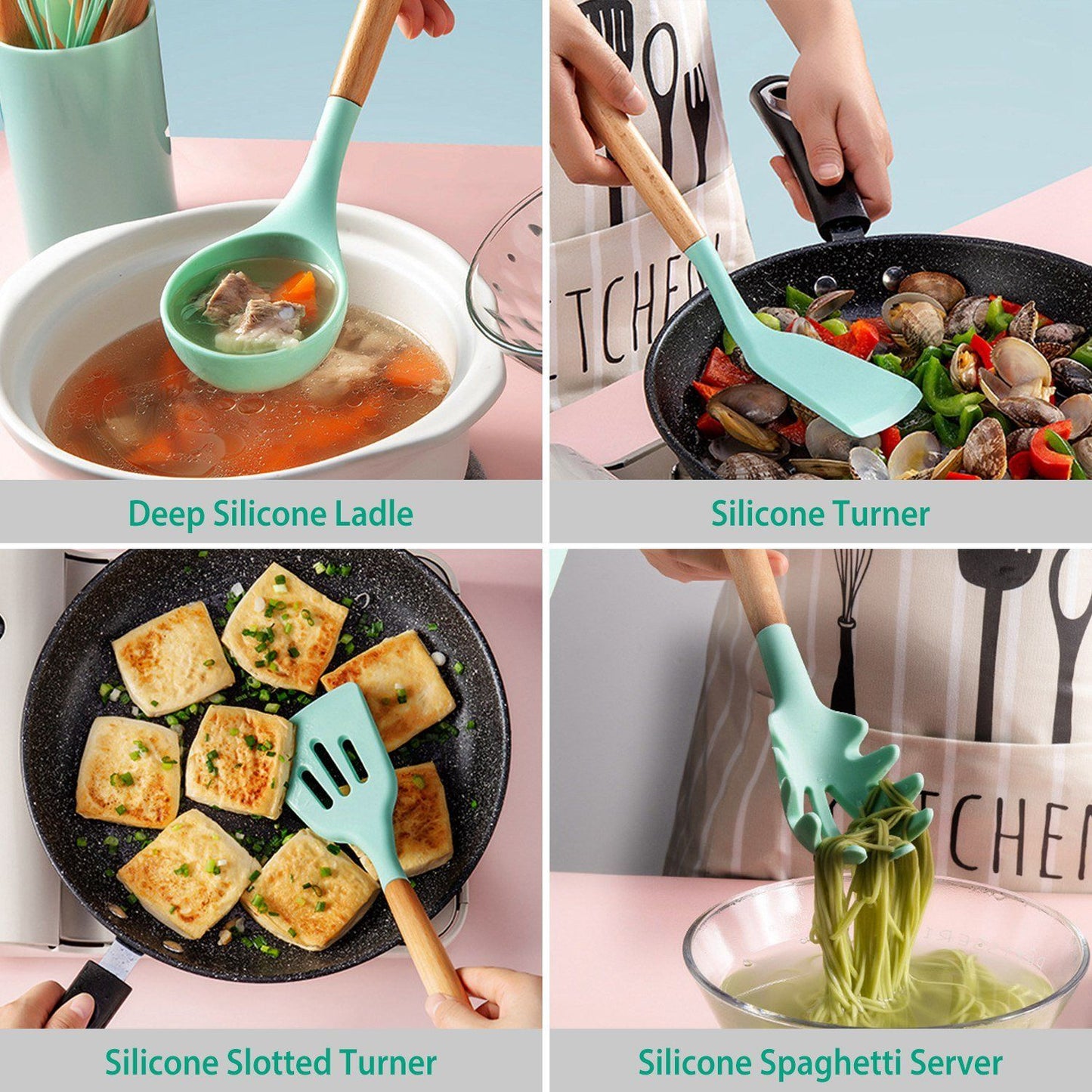 Wearclo | 11-Piece: Silicone Kitchen Utensil Set