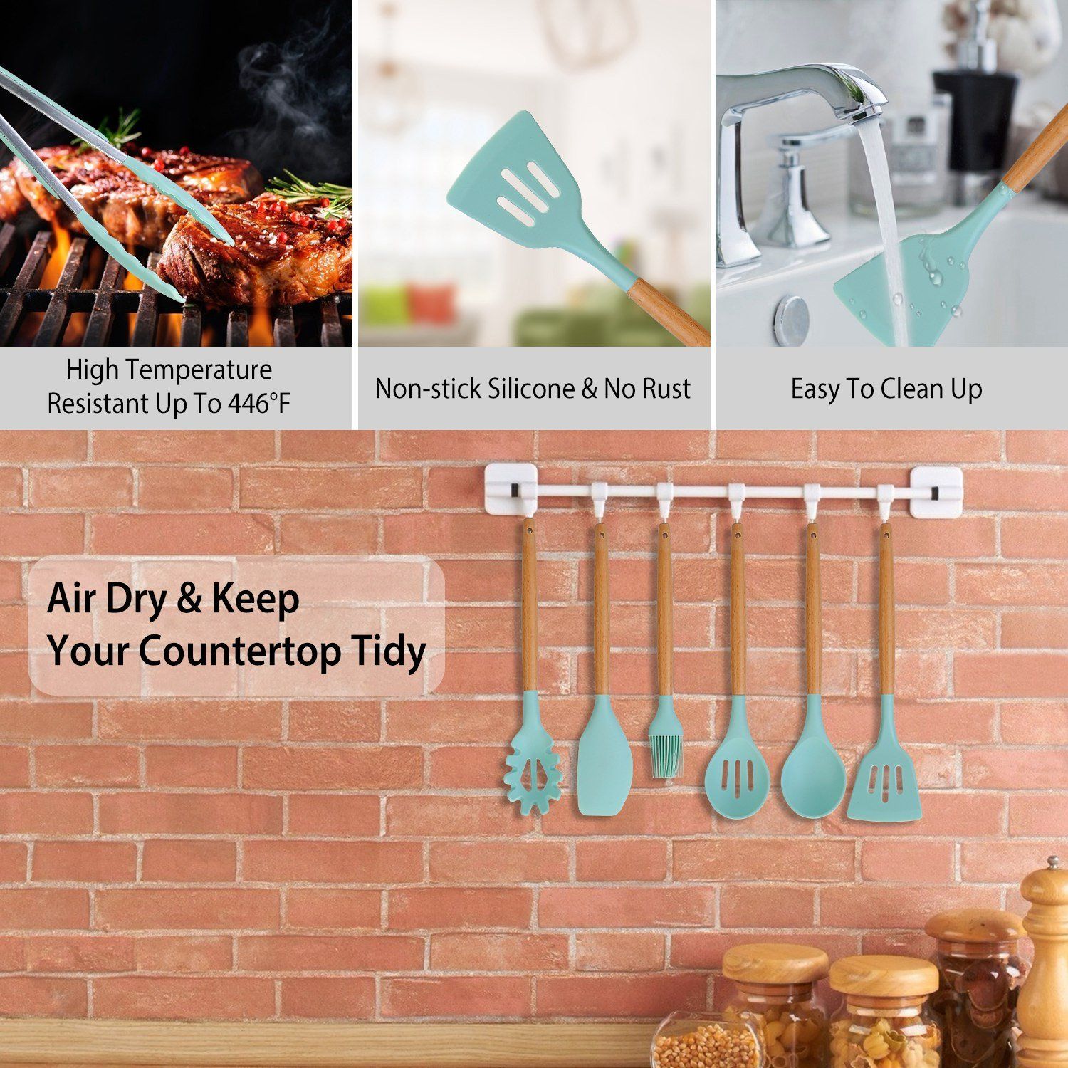 Wearclo | 11-Piece: Silicone Kitchen Utensil Set