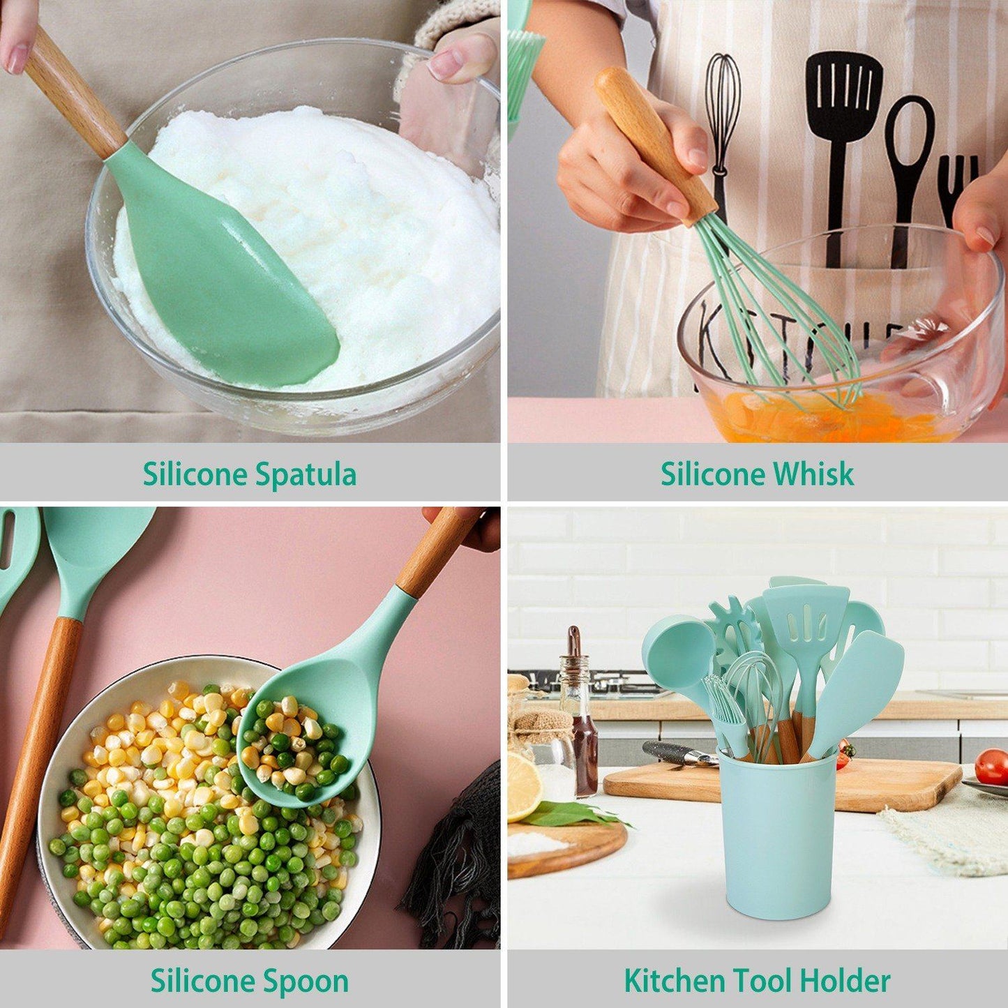 Wearclo | 11-Piece: Silicone Kitchen Utensil Set