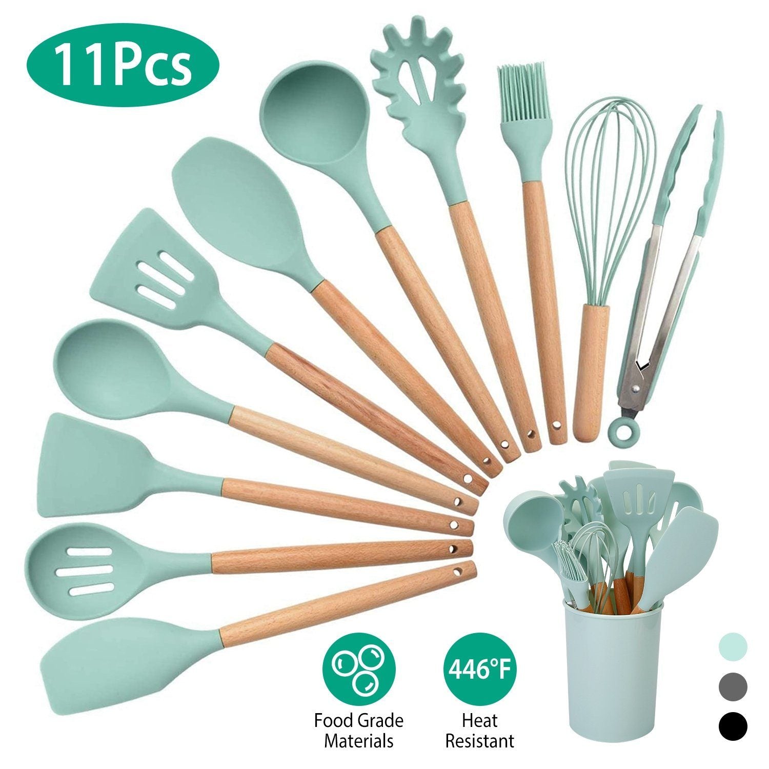 Wearclo | 11-Piece: Silicone Kitchen Utensil Set