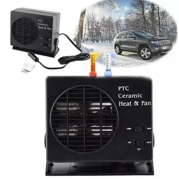 Wearclo | 12V Ceramic Car Heater | 150W-300W Portable Fan with Automatic Thermostat for Winter Use in Vehicles