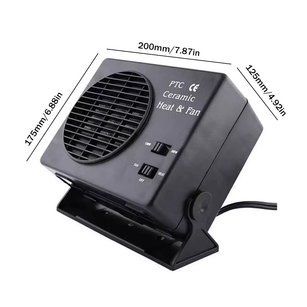 Wearclo | 12V Ceramic Car Heater | 150W-300W Portable Fan with Automatic Thermostat for Winter Use in Vehicles