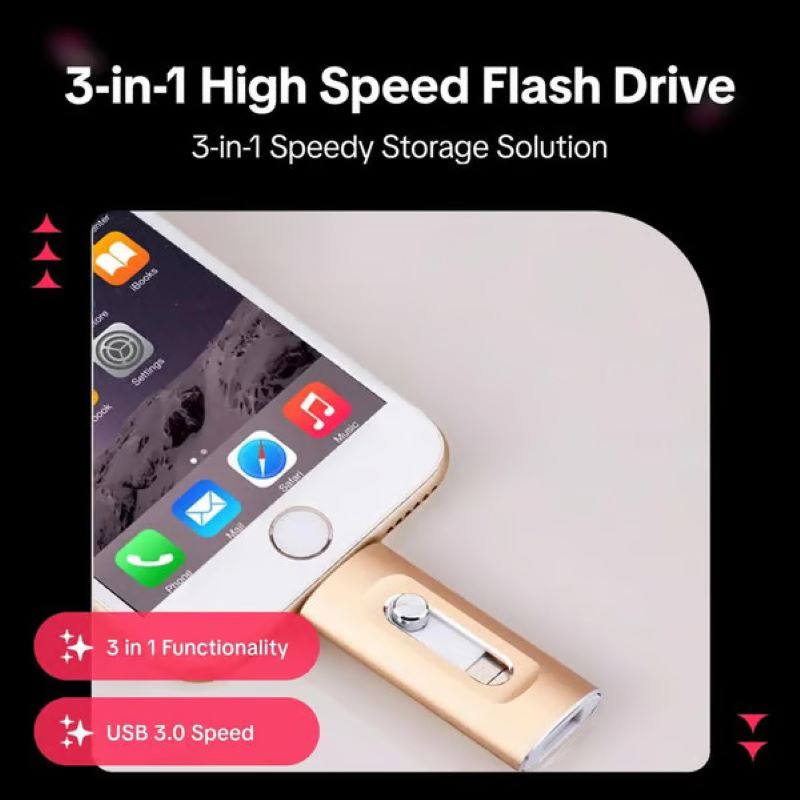 Wearclo | 3 in 1 large capacity USB flash drive for mobile phone and computer