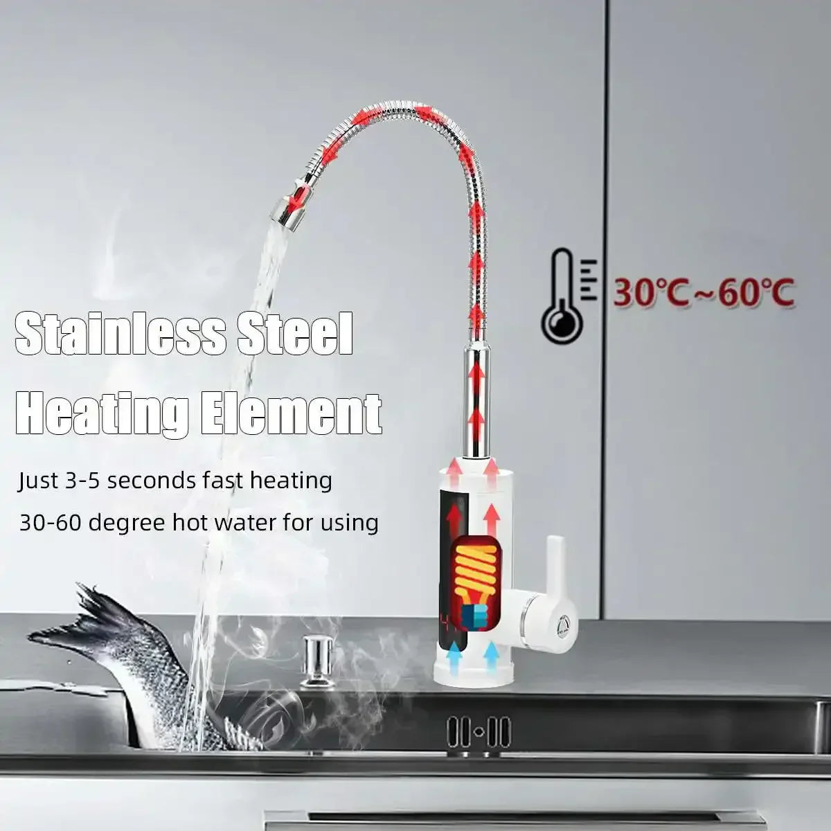 Wearclo | 3000W Electric Kitchen Faucet with Instant Hot Water - FlowHeat