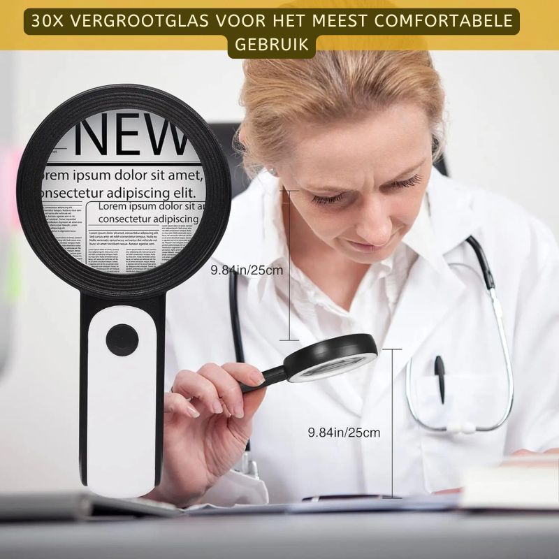 Wearclo | 30x Magnifying Glass with LED Lighting Handheld
