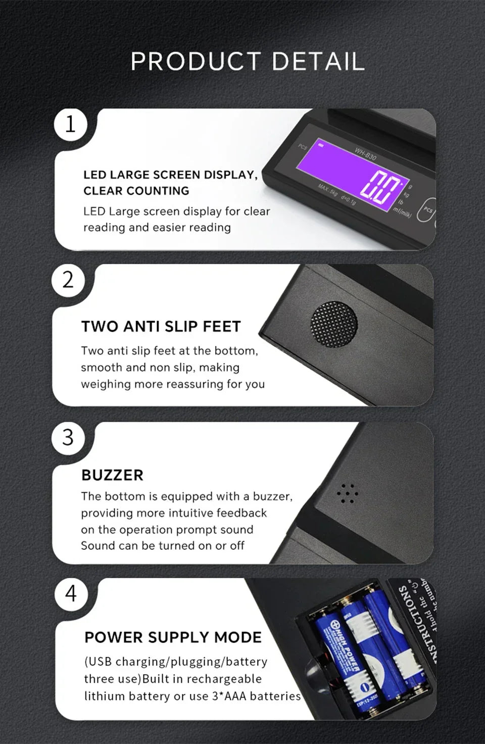 Wearclo | 5 kg/0.1 g and 10 kg/1 g digital electronic kitchen scale, LCD screen, fully waterproof stainless steel tool for baking