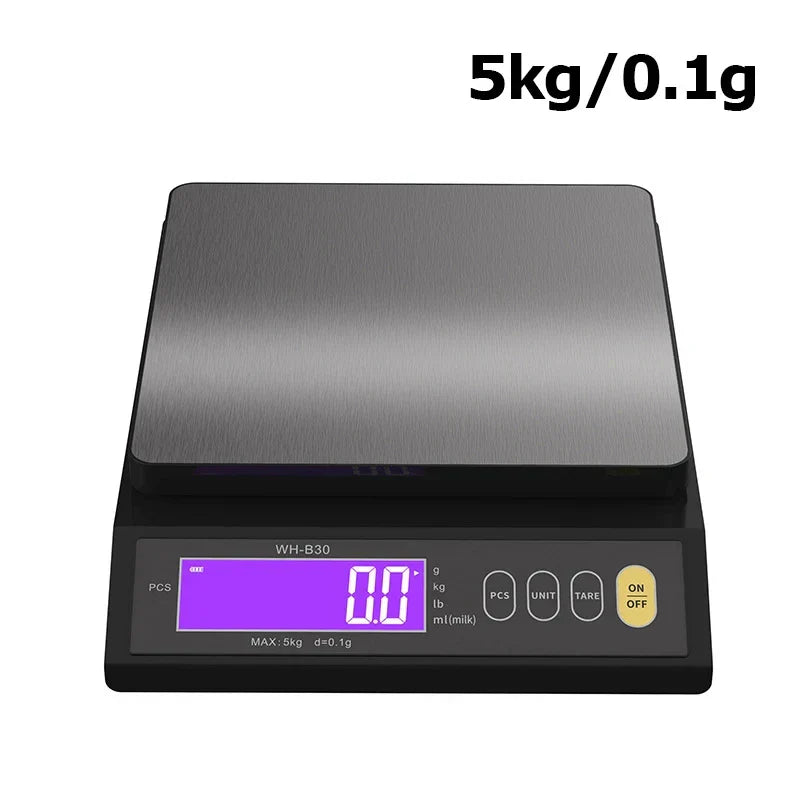 Wearclo | 5 kg/0.1 g and 10 kg/1 g digital electronic kitchen scale, LCD screen, fully waterproof stainless steel tool for baking