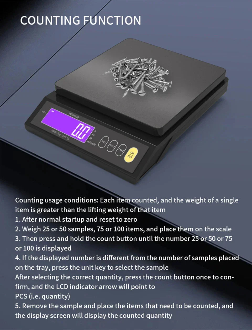 Wearclo | 5 kg/0.1 g and 10 kg/1 g digital electronic kitchen scale, LCD screen, fully waterproof stainless steel tool for baking