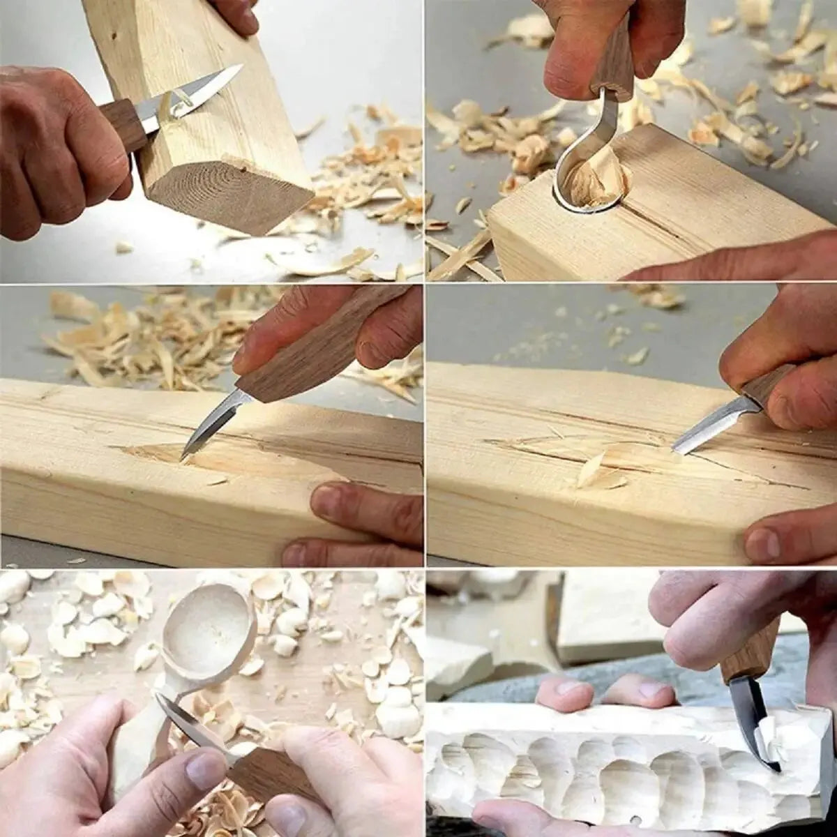 Wearclo | 8-Piece Wood Carving Set: Hand Carving Knife Set with Needle Files - Wood Spoon Carving Set for Beginners