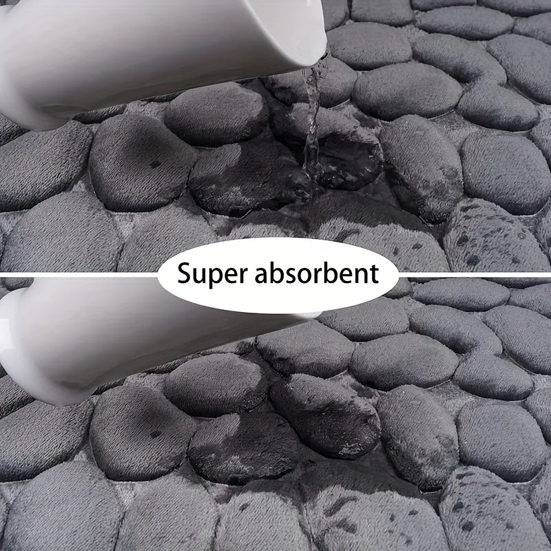 Wearclo | Absorbent Bath Mat with Pebble Design, Non-Slip