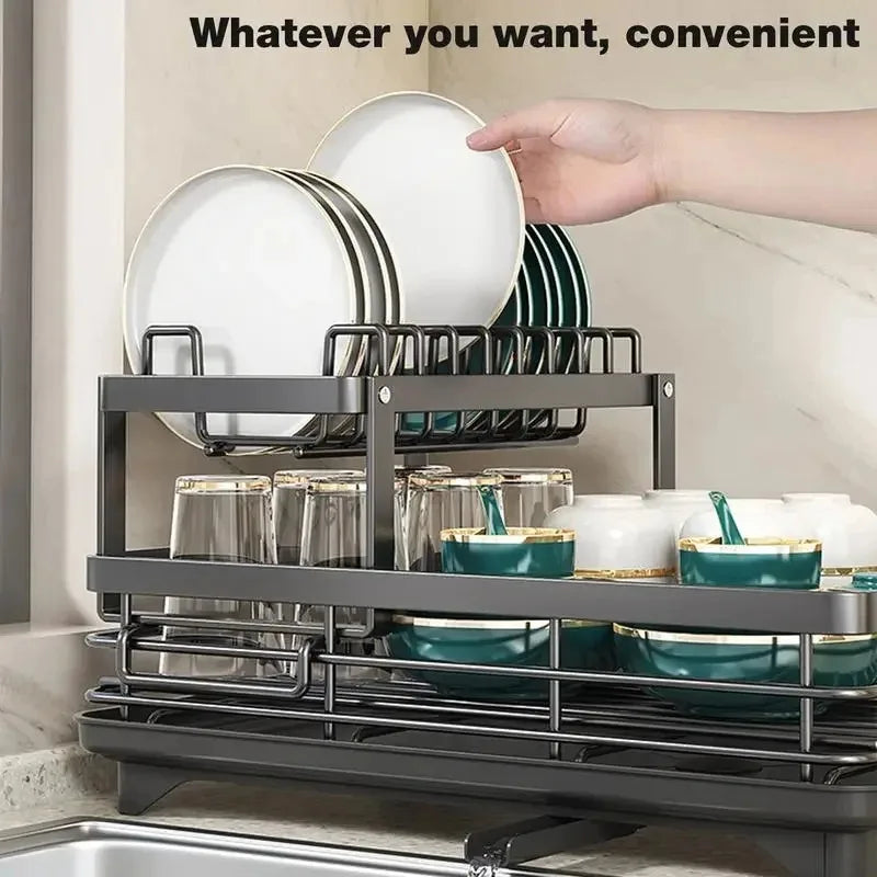 Wearclo | Adjustable Dish Drying Rack - Extendable Kitchen Draining