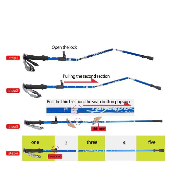 Wearclo | Adjustable Trekking Poles - Folding Telescopic Rod