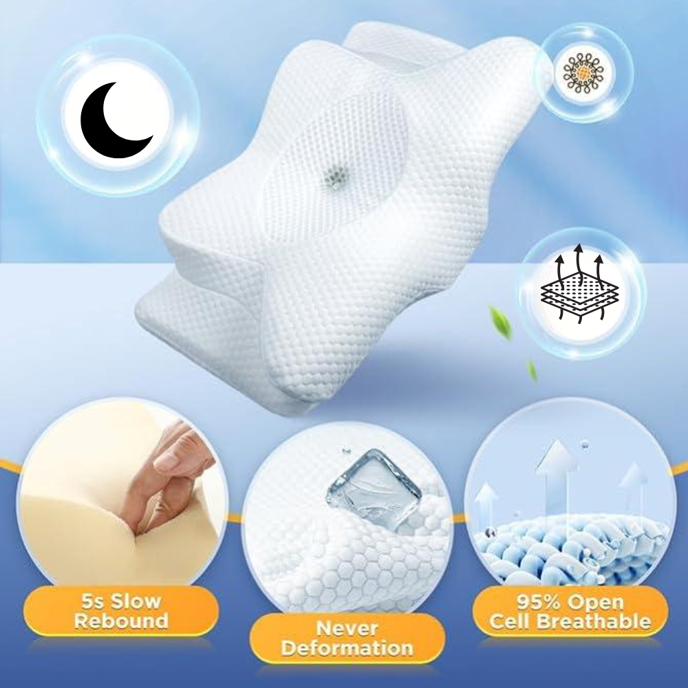 Wearclo | Anti-Snore Pillow | Ergonomic Neck and Head Support | White