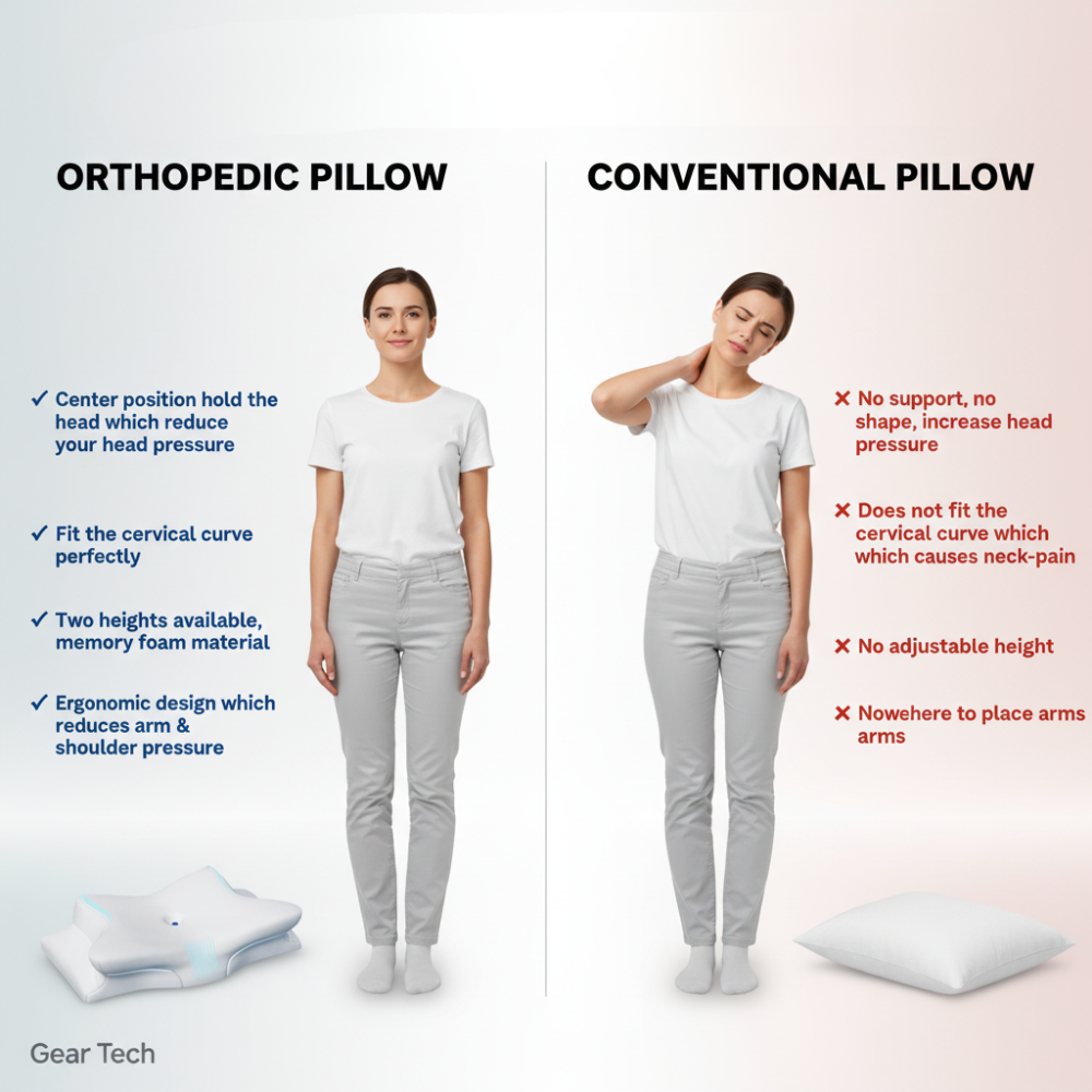Wearclo | Anti-Snore Pillow | Ergonomic Neck and Head Support | White
