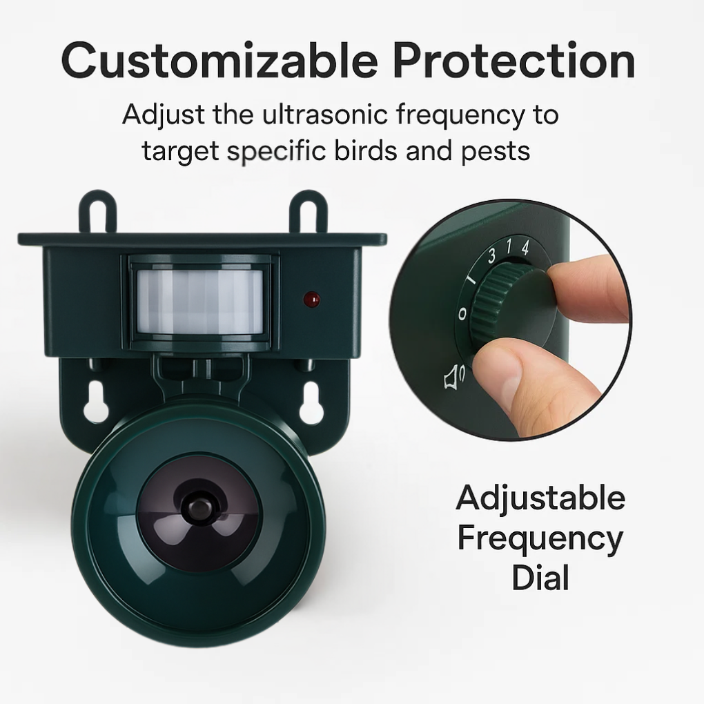 Wearclo | Bird Repeller with Motion Sensor Ultrasonic Solar Energy