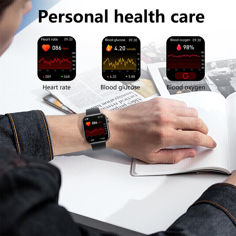 Wearclo | Blood Sugar Blood Pressure Blood Oxygen Sleep Monitor Waterproof Smartwatch